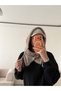 Buttoned Women's Balaclava - Gray Brown - 3