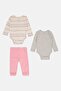 Toddlers Girl 3 Pieces Embroidered Bodysuit And Jogger Pants Set, Multicolor - 3
