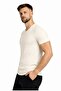 Men's Cream Cotton Lycra Single Jersey Short Sleeve-T-Shirt-D231 - 2