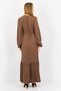 Women Plain Tie Waist Maxi Casual Dress, Chocolate Brown - 4