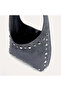 Women's Gray Studded Suede Look Shoulder Bag - 3