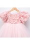 Girls' Special Day Dress with Rose Details, Party Dress - 4