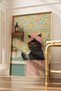 Wooden Framed Painting, Cat Reading Newspaper in Bathtub, Fun Modern Bathroom, Room, Office Wall Art