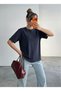 Unisex Navy Blue a Quality Cotton Slimfit Narrow Lycra Combed Cotton Body T-Shirt - 2