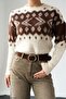 Women's Patterned Crew Neck Knitwear Sweater - 3