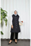 Buttoned Quilted Hijab Vest Gray Hnt8521