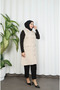 Buttoned Quilted Hijab Vest Stone Hnt8521 - 3
