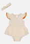 Toddlers Girl 2 Pieces Textured Bodysuits And Headband, Beige - 3