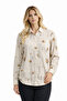 Women's Beige Cream Floral Stone Oversize Shirt