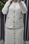 Women's Clothing Plus Size Ribbed Sleeves Jacket Skirt Tweed Two-Piece Set - 4