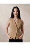 Women Beige Plain Waistcoat - 4
