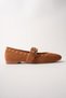 Zena Gold Buckle Studded Leather Women's Ballerina Shoes - 3