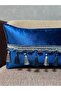 Woven Velvet Atlas Navy Blue with Hanging Tassels 30X50 Rectangular - 5