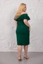 Women's Emerald Green Shoulder Detail Ruffle Collar Stretchy Plus Size Dress - 6