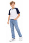 Boy's Frayed Patterned Lycra Zipper Closure Blue Color Jeans with Pockets - 4