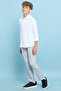 Boy'S Grey Solid Pants With Button Closure - 2