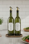 Set of 2 Glass Oil Dispensers with Wooden Stands 750ml - Non-Drip Bottle for Olive Oil and Sunflower Oil |   750Ggoval - 6