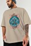 Thrym Front Printed Beige Oversize T-Shirt Men Women Cotton Crew Neck T-Shirt - 3