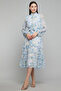 Floral Print Tiered Dress With High Neck And Puff Sleeves - 5