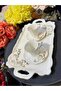 Esterhomedecor Embossed Floral Porcelain Serving Tray - 8