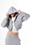 Flaw Embroidered Gray Melange Zip Crop - 7