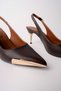 Zenith Metal Toe Detail Pointed Toe Open Back Women's Heeled Shoes - 3
