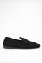 Women's Loafer Flat Sole Moccasin Black Suede Shoes - 3