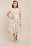 Floral Print Asymmetric Dress With Crew Neck And Short Sleeves - 2