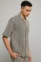 Striped Shirt With Revere Collar And Short Sleeves - 4