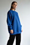 سويت شيرت نسائي أساسي من القطن بياقة دائرية واسعة الحجم SAKS BLUE - 5