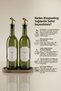 Set of 2 Glass Oil Dispensers with Wooden Stands 750ml - Non-Drip Bottle for Olive Oil and Sunflower Oil |   750Ggoval - 2