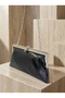 Black Color Patent Leather Soft Leather Metal Stone Pearl Detailed Chain Strap Crystal Stone Women's Evening Dress Bag - 6