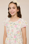 Floral Print Asymmetric Dress With Crew Neck And Short Sleeves - 5