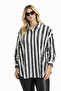 Women's Black and White Striped Patterned Studded Oversize Shirt