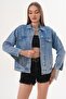 Women's Button-Closure Long Denim Jacket 260180 - 3