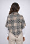 Checkered Patterned Double-Sided Knitwear Triangle Shawl - 4