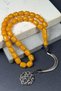 Capsule Grain Metal Engraved Amber Prayer Beads - 3