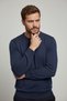 0 Collar 100% Cotton Dark Blue Knitwear Sweater - 2
