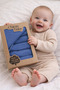 Organic 100% Cotton Baby Mouth Wipes Blue 6-Piece Boxed Gift Set - 5