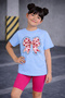 Girl's 3-Piece Summer T-Shirt and Leggings Set Cotton Mixed Bow Print Casual Top and Bottom Set - 2