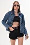 Women's Double Pocket Detailed Denim Jacket 260190