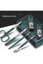 6-Piece Green Manicure Set - Stainless Steel Nail Care Kit with Zippered Carrying Case