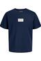 Men's Navy Blue T-Shirt with Chest Logo Print - Frank - 2