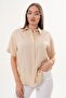 Women's Short Sleeve Striped Linen Shirt 260171 - 3