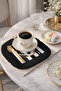 Artistic Portrait Illustrated Fringed Presentation Napkin-Retro Black White Gold Color Coaster Tissue - 2