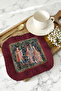 Avant-Garde Palace Elegance Fringed Presentation Napkin - Medieval Garden Themed Gothic Burgundy Coaster Tissue - 6