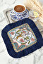 Luxurious Animal Patterned Fringed Presentation Decoration Handkerchief - Natural Floral Bohemian Navy Blue Coffee Side Napkin - 5