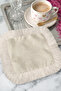 Elegant Stylish Fringed Decorative Fabric Napkin - Nordic Cream Soft Minimal Coaster Tissue - 7