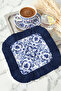 Baroque Stylish Fringed Presentation Decoration Handkerchief - Elegant Blue Mediterranean Style Navy Blue Fringed Coffee Napkin