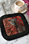 Luxurious Leopard Motif Fringed Presentation Napkin - Exotic Bohemian Black and Red Coaster Tissue - 2